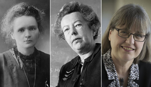 Donna Strickland, Marie Curie y maria Goeppert Mayer.png